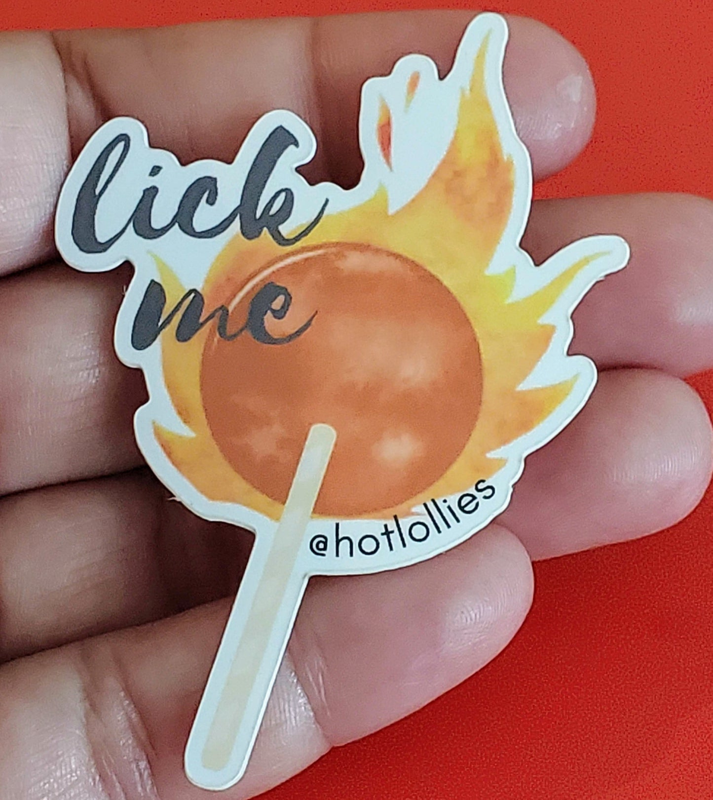 lick me vinyl sticker closeup