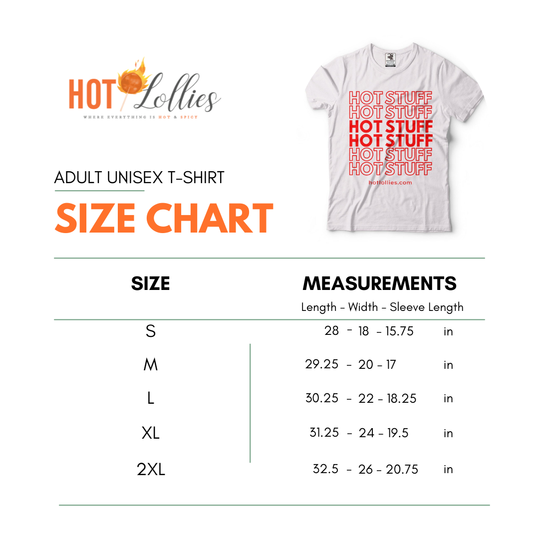 adult unisex t-shirt size chart