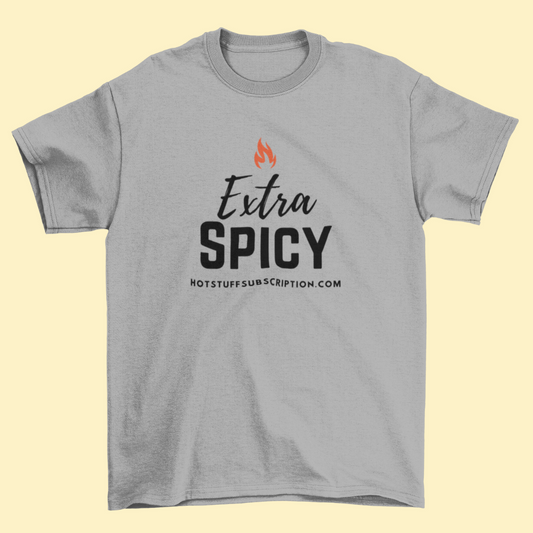 extra spicy gray graphic t-shirt