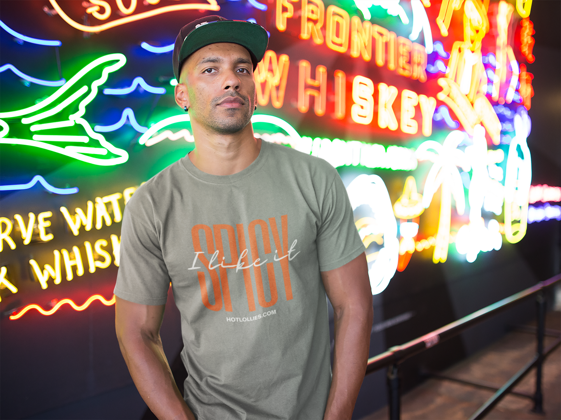 i like it spicy gray cotton t-shirt on man
