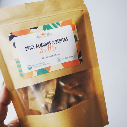 Closeup of spicy brittle package