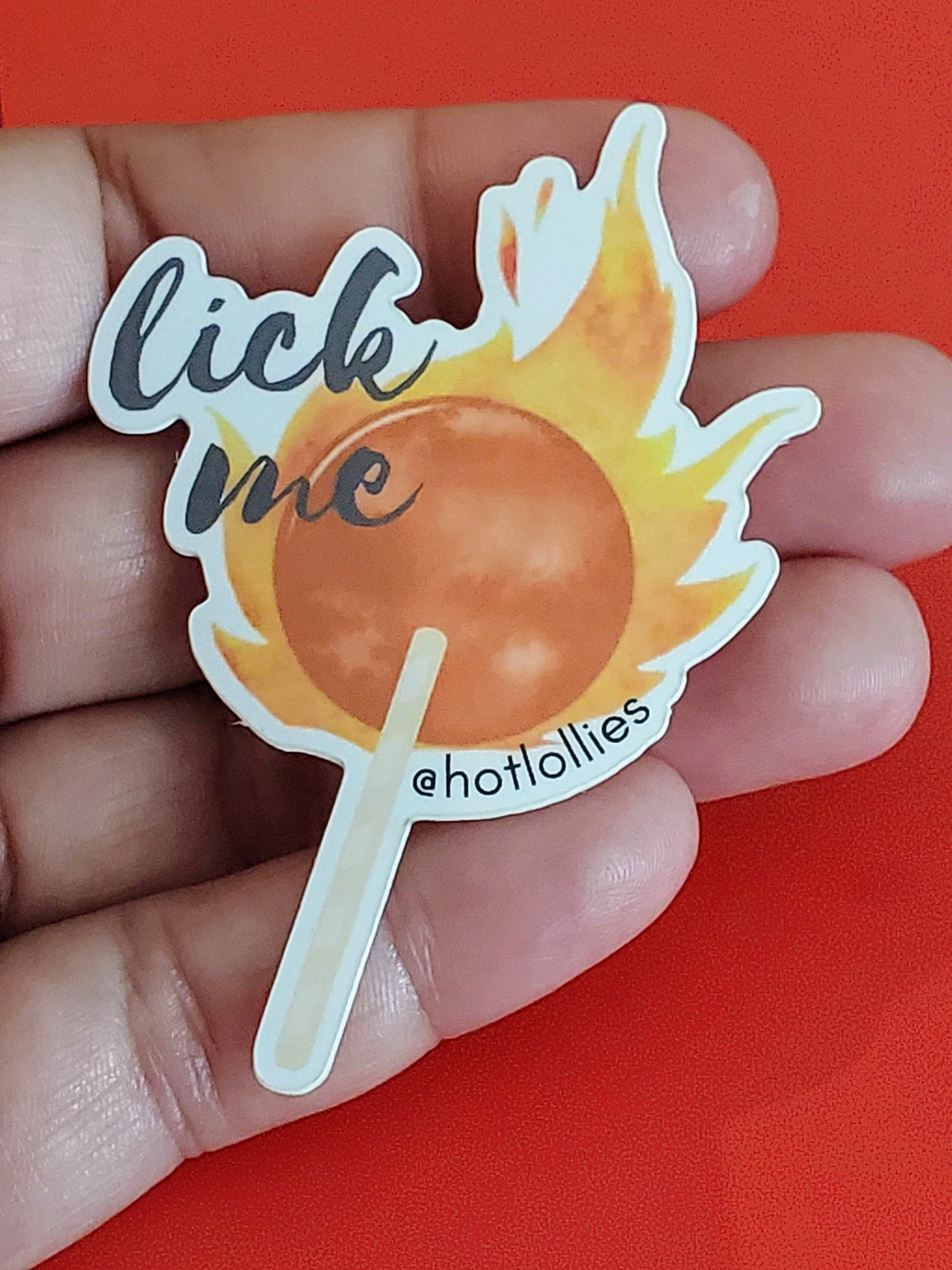 fiery lollipop "lick me" vinyl sticker
