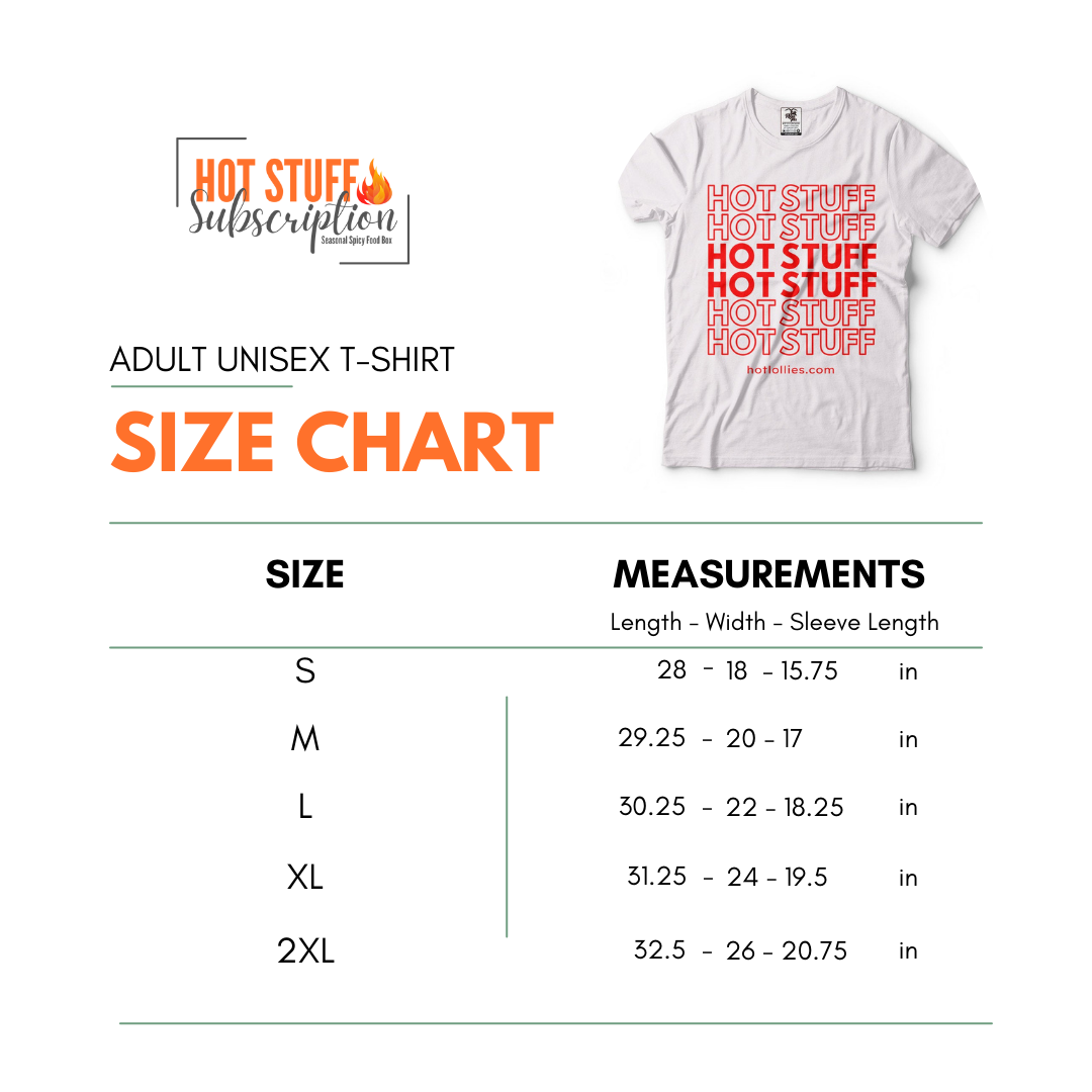 adult unisex t-shirt size chart
