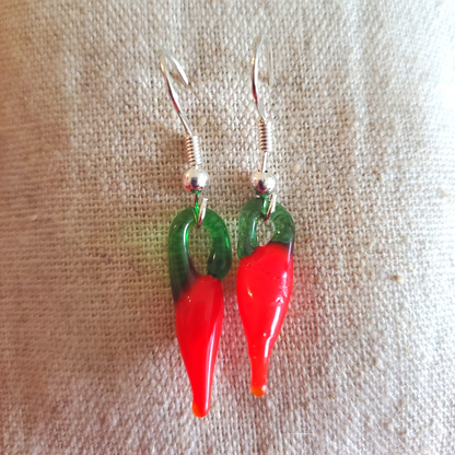 glass chile pepper earrings