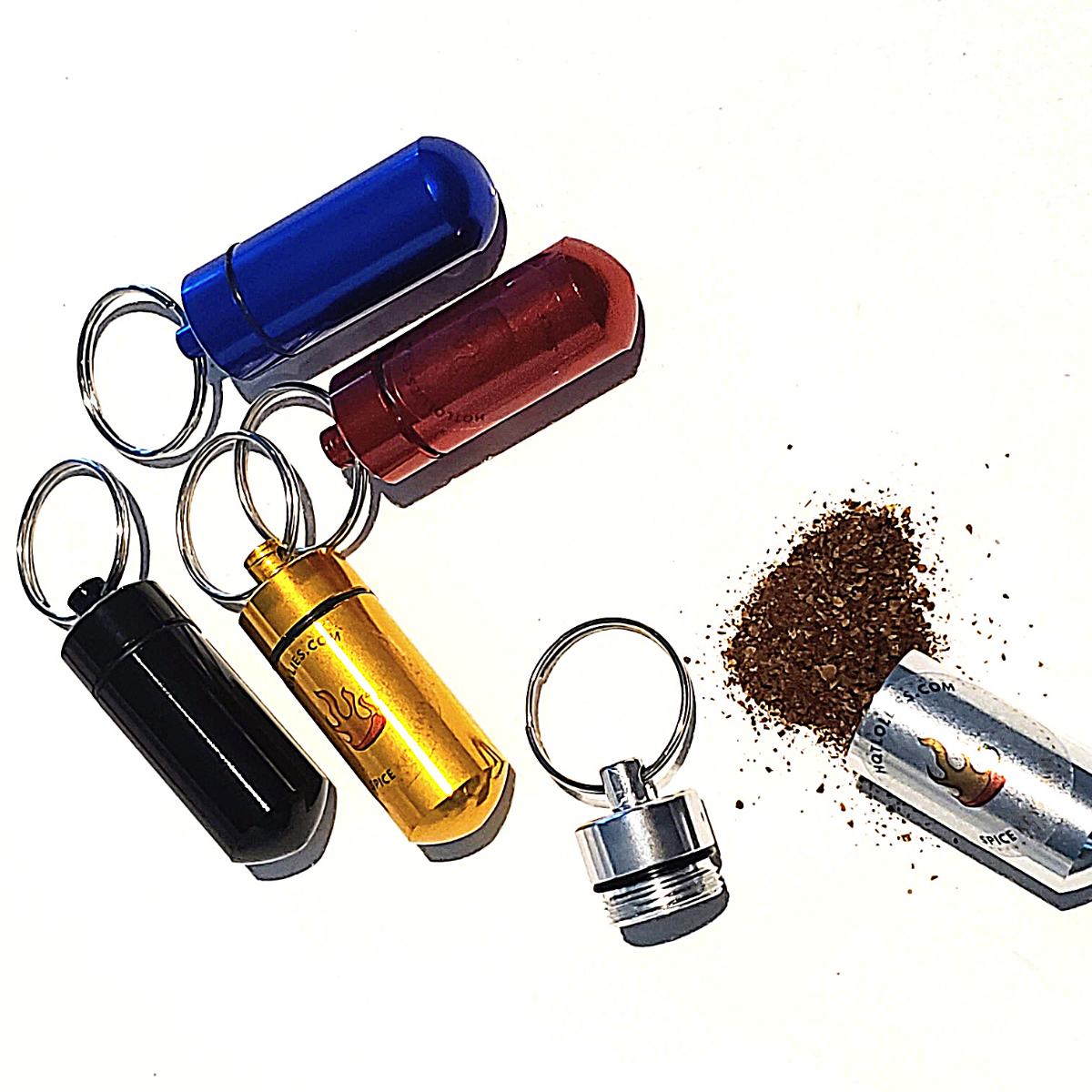 colorful spice vial key chains